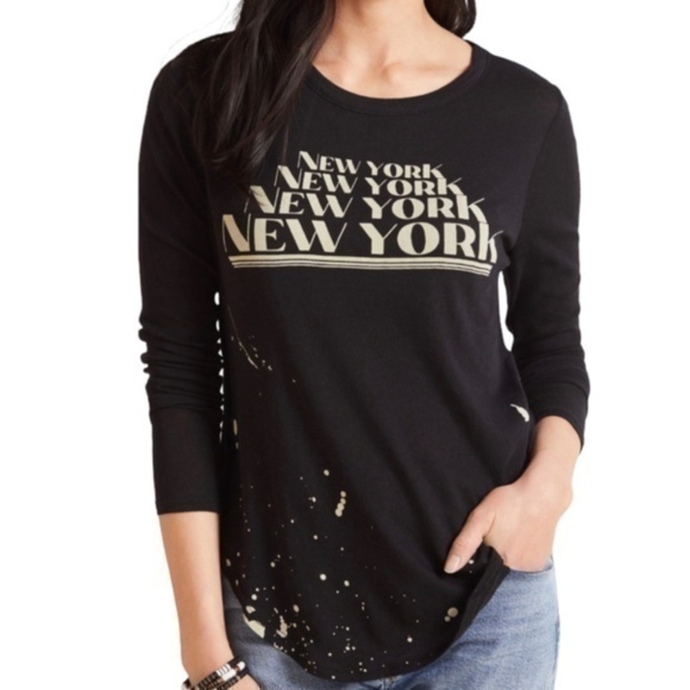 NWT Chaser New York T-shirt New York Long Sleeve‎ Black Tee Broadway Theme xs